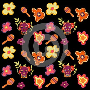 Mexico hand drawn bright seamless pattern