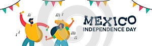 Mexico independence day banner of fun friend party