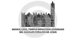 Mexico, Leon, Templo Expiatorio Diocesano Del Sagrado Corazn De Jess travel landmark vector illustration photo
