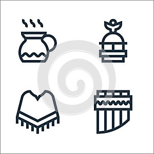 mexico line icons. linear set. quality vector line set such as zampona, poncho, independence photo