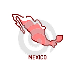 Mexico map color line icon. Border of the country. Pictogram for web page, mobile app, promo. UI UX GUI design element. Editable