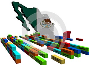 Mexico map with export containers