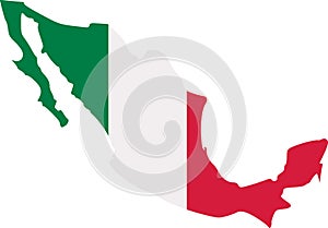 Mexico map with flag