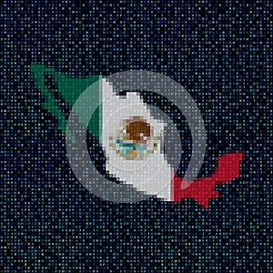 Mexico map flag on hex code illustration photo