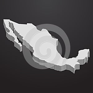 Mexico map in gray on a black background 3d