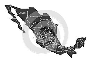 Mexico Map labelled black