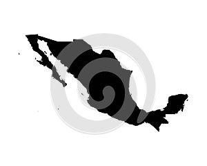 Mexico Map. Mexican Country Map. Black and White Mexicanos National Nation Outline Geography Border Boundary Shape Territory Vecto