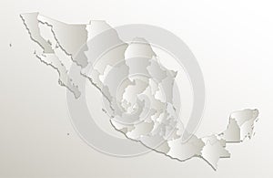México nuevo político detallado independiente individualmente Estados condición nombres tarjeta  tridimensional vacío 