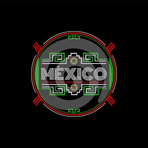 Mexico Maya Aztec emblem design mexican colors