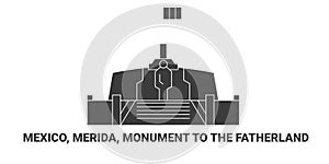 Mexico, Merida, Monument To The Fatherland, travel landmark vector illustration