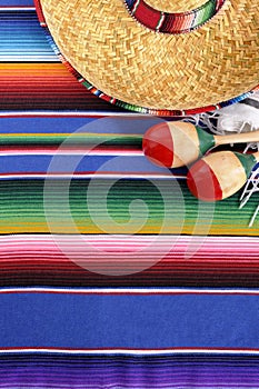 Mexico : Mexican sombrero blanket background, copy space vertical