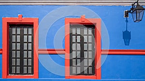 Mexico, Monterrey, colorful historic buildings in the center of the old city, Barrio Antiguo, a famous tourist photo