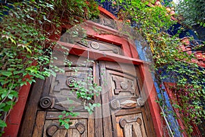 Mexico, Monterrey, colorful historic buildings in the center of the old city, Barrio Antiguo, a famous tourist photo