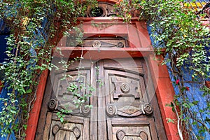 Mexico, Monterrey, colorful historic buildings in the center of the old city, Barrio Antiguo, a famous tourist photo