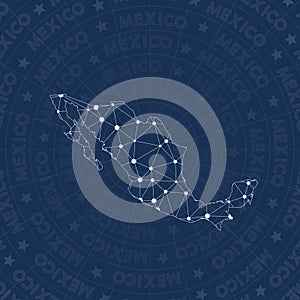 Mexico network, constellation style country map.