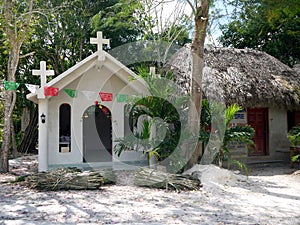 Mexico: Nuevo Durango white Catholic church exterior