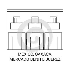 Mexico, Oaxaca, Mercado Benito Juerez travel landmark vector illustration