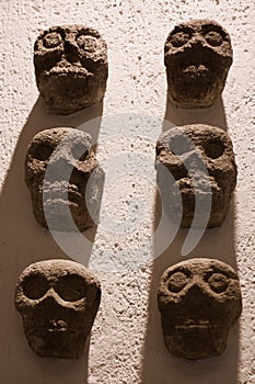 Mexico Oaxaca Santo Domingo monastery museum aztec sculls wall