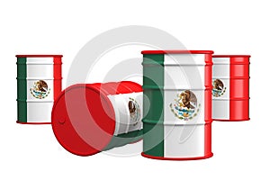 Mexico oil styled flag barrels isolated on white