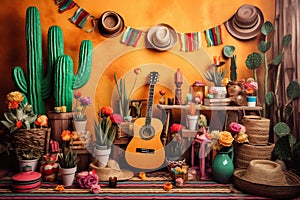 Mexiko oranžový tému vlastný vyrobený výročie smeč tortu obraz 