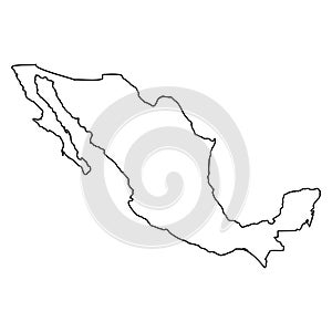 Mexico outline map border in black for geography education