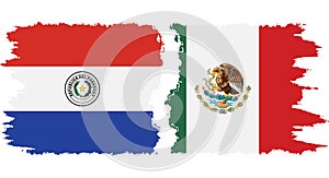 Mexico and Paraguay grunge flags connection vector