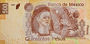 Mexico 500 pesos denominations banknote close up Mexican money bills cash currency photo