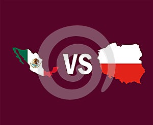 Mexico And Poland Map Symbol Design Europe And North America football Final Vector