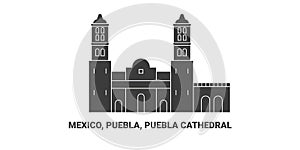 Mexico, Puebla, Puebla Cathedral, travel landmark vector illustration photo