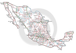 Mexico road and highway map.