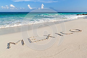 Mexico sign on the beach