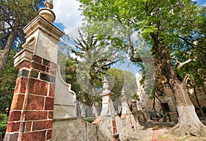 Mexico, Tepotzotlan church park at early sunset photo