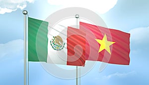 Mexico and Uzbekistan Flag Together A Concept of Relations