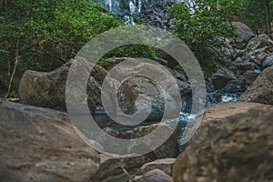 Panoramic view of the beautiful natural waterfall \