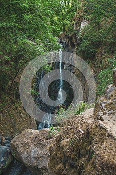 Mexico, Valle de Bravo, Panoramic view of the beautiful natural waterfall photo
