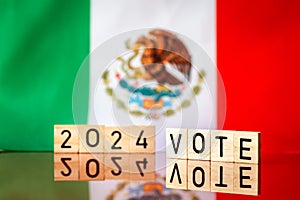 Mexico word VOTE 2024. Concept of voting in 2024 in Mexico