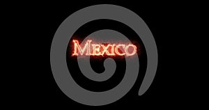 Mexico written with fire. Loop