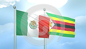Mexico and Zimbabwe Flag Together A Concept of Relations