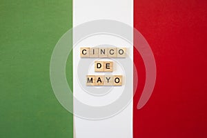 Mexinan flag with cinco de mayo sign on it photo