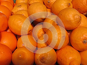 Meyer lemmon fruits for sale at Komarovsky marketplace in Minks Belarus