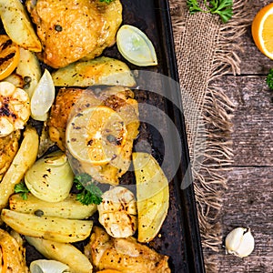 Meyer Lemon Roasted Chicken with Potatoes