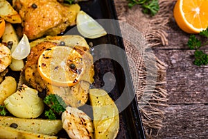 Meyer Lemon Roasted Chicken with Potatoes