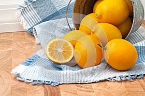 Meyer Lemons Falling out of a Pail