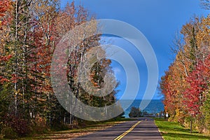 Meyers beach road, autumn, wisconsin