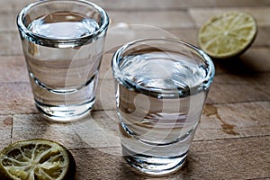 Mezcal Tequila Shots with Lime and Salt