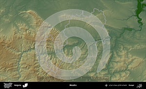 Mezdra outlined, Bulgaria. Physical