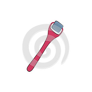 Mezoroller, microneedling, derma roller. Beauty skin care equipment gadgets and devices. Sketch vector illustration