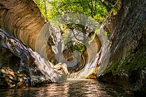 Mezozoic limestone roks natural gorge photo
