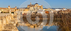 Mezquita Cathedral and Roman bridge in Cordoba, Spain