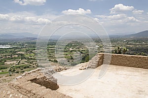 Mezquital Valley from the PahÃÂ±u archeological site, in Hidalgo, Mexico photo
